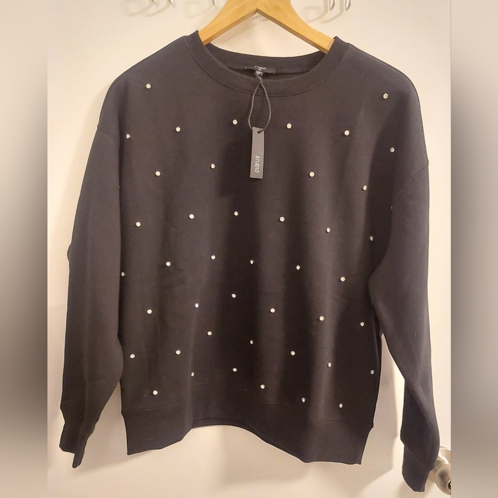 Studio Black Pearl-Embellished Sweater
